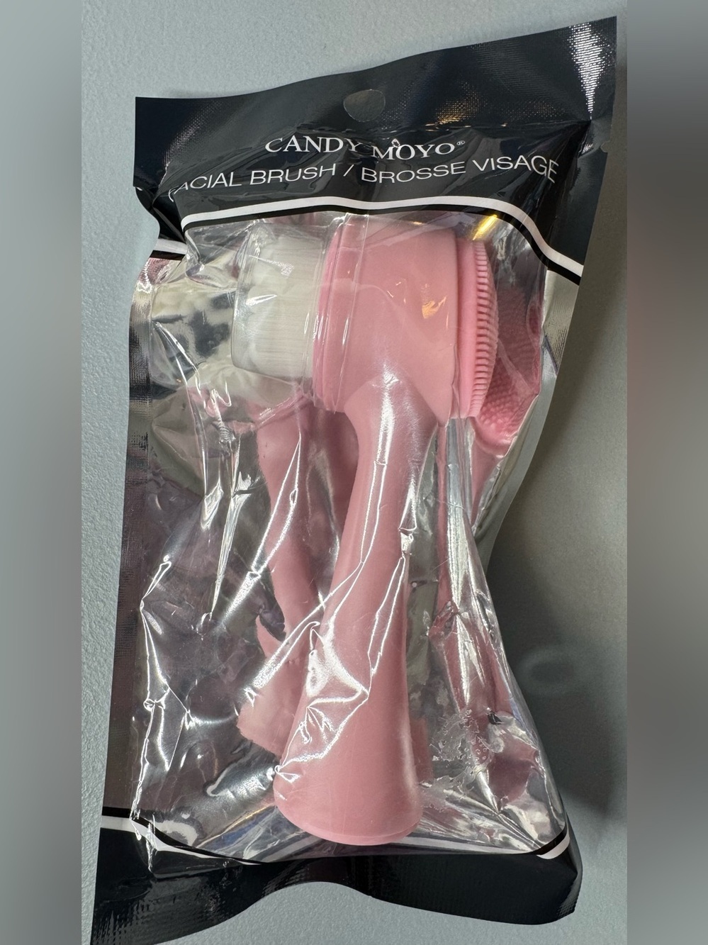 Candy Moyo Pink Dual-Ended Facial Brush tool skincare face